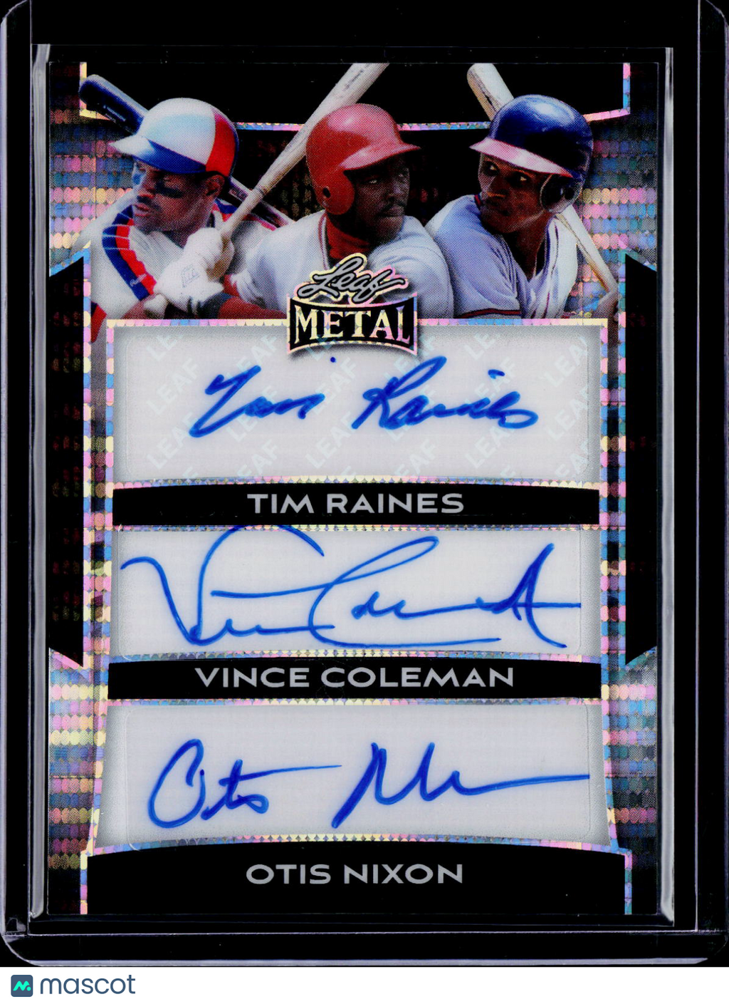 2025 Leaf Metal Time Raines Vince Coleman Otis Nixon Triple Auto 9/10