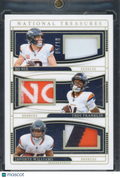 2024 Panini National Treasures Bo Nix / Troy Franklin / Javonte Williams Triple Patch 5/10