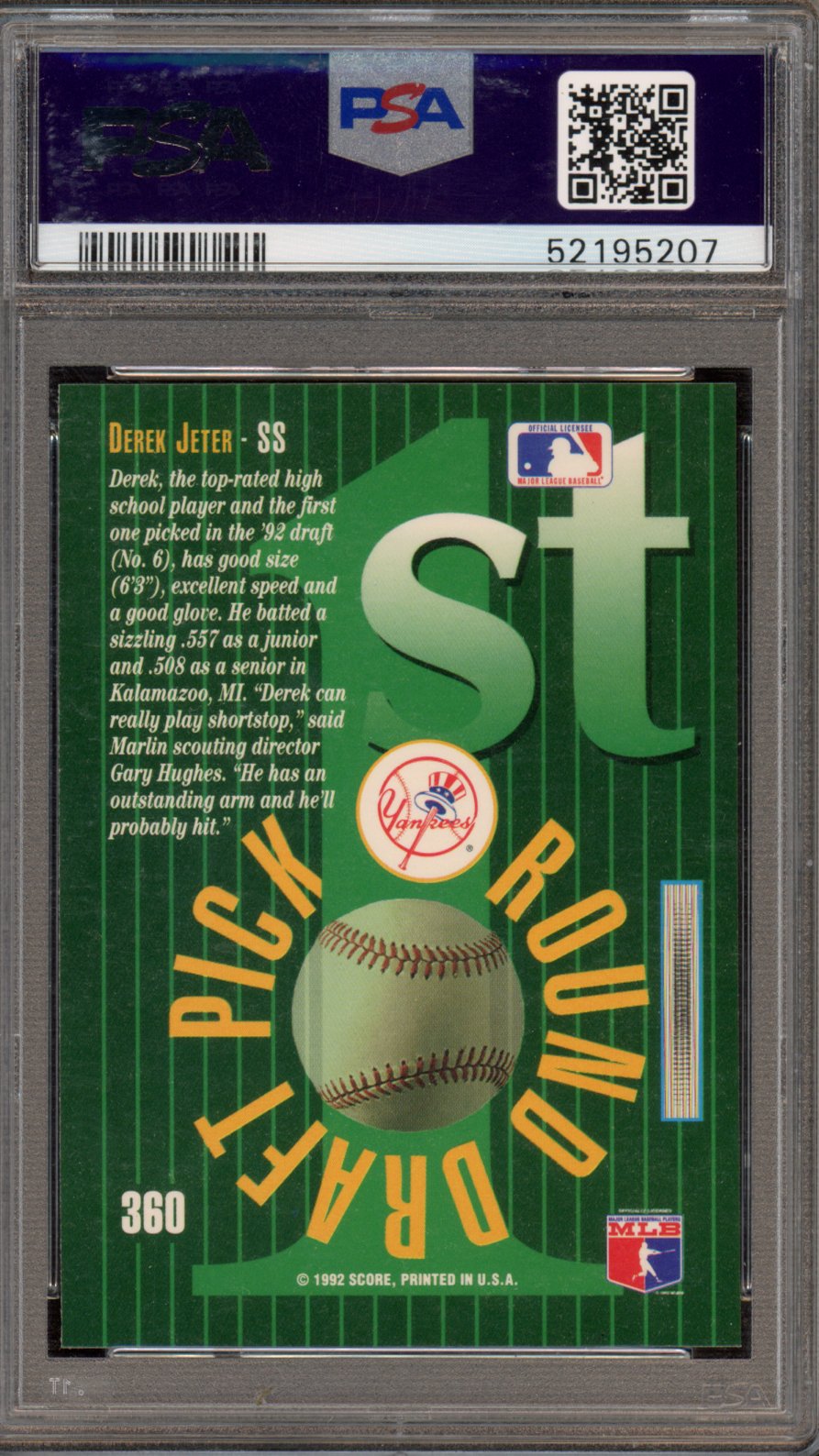 1993 Select Derek Jeter PSA 9