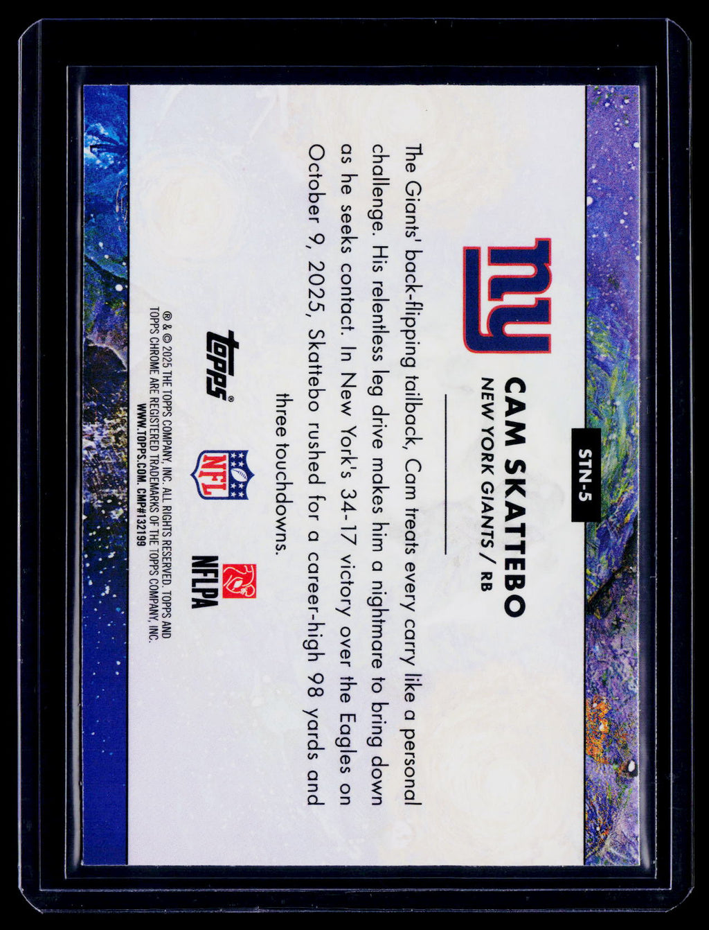 2026 Topps Chrome Cosmic Cam Skattebo Rookie Stars In The Night RC