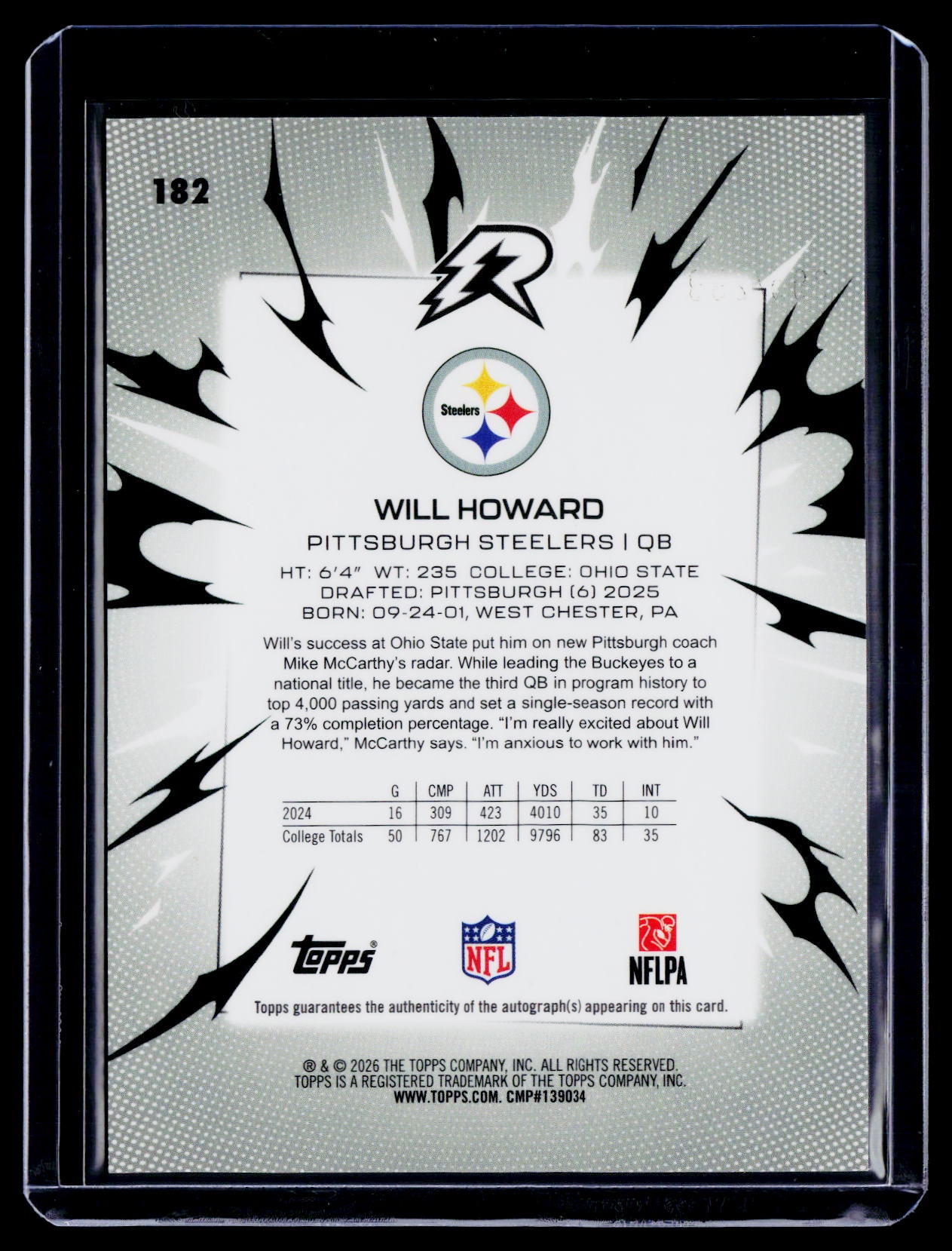 2025 Topps Resurgence Will Howard Rookie Magenta Surge Auto 294/299