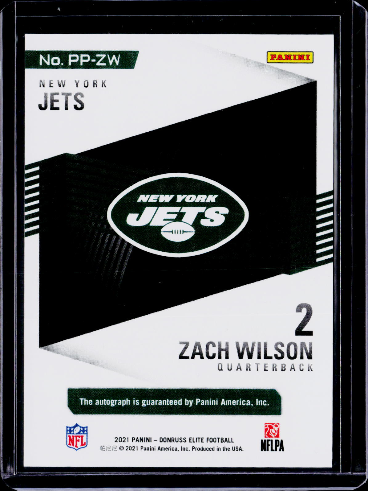 2021 Donruss Elite Zach Wilson Pen Pals Gold Ink