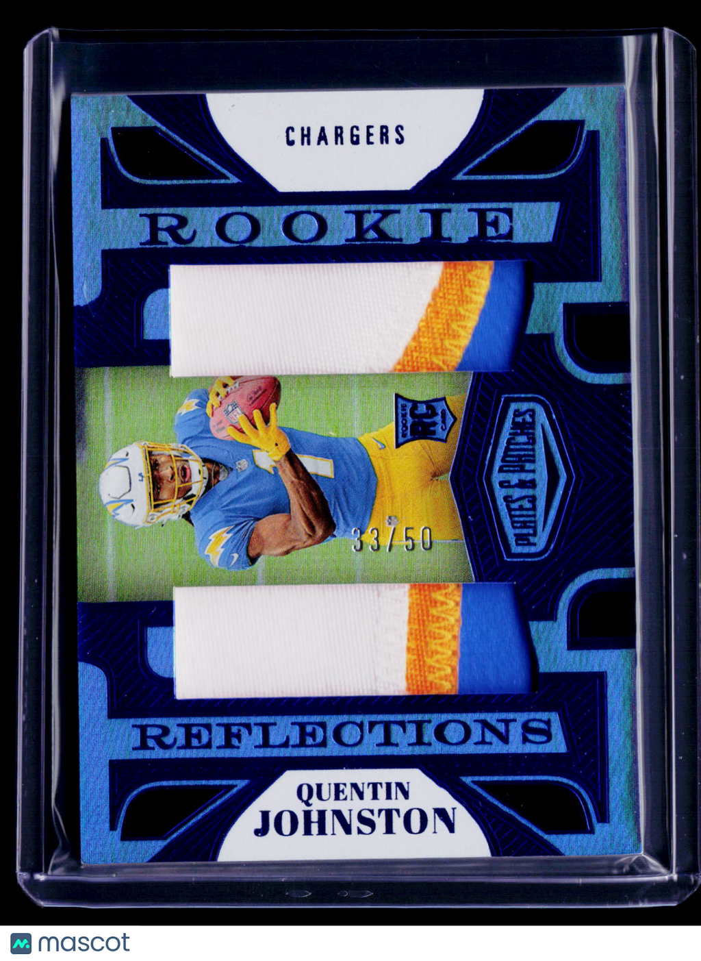 2023 Plates and Patches Quentin Johnston Rookie Reflections Dual Patch 33/50 RC
