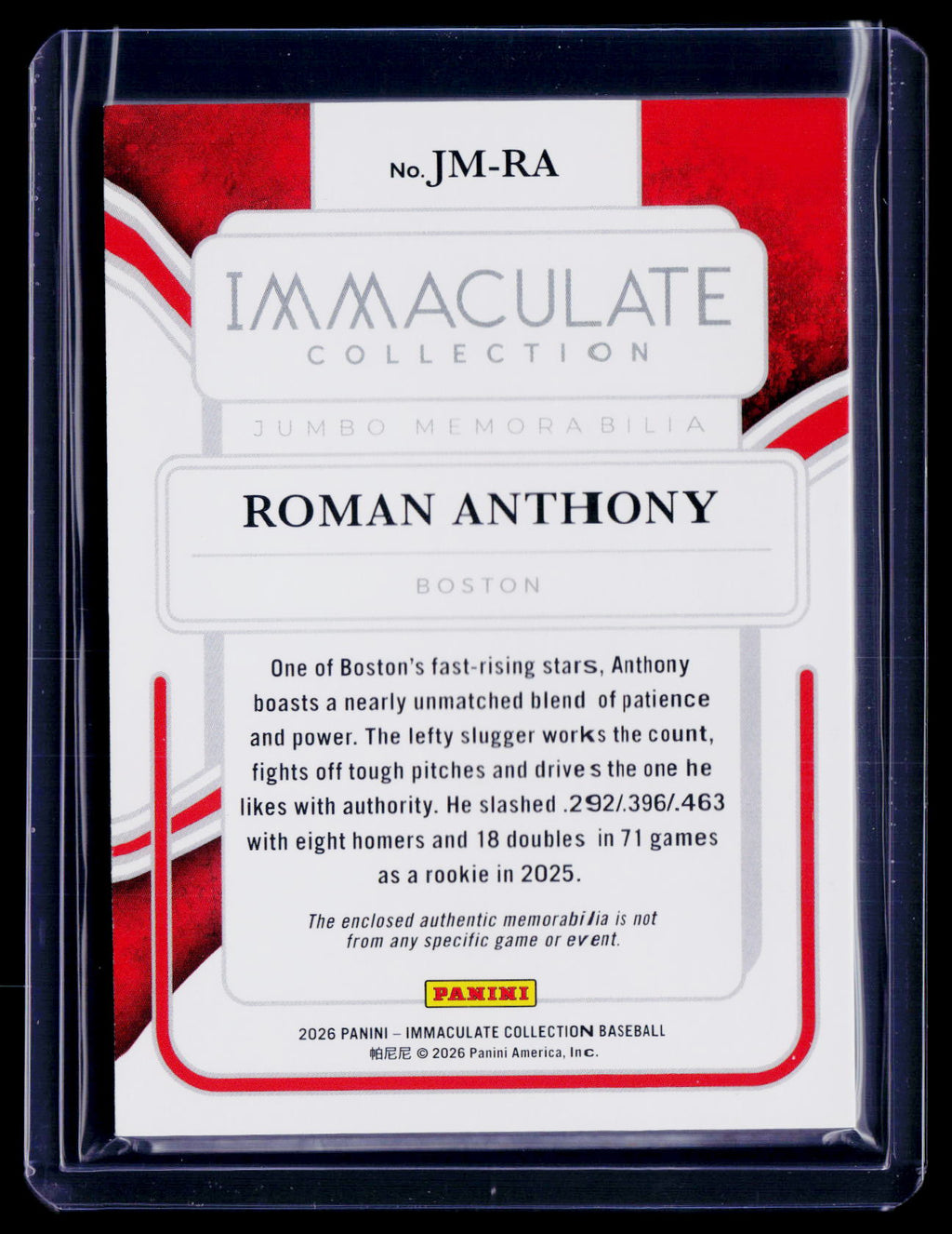 2026 Immaculate Roman Anthony Jumbo Patch 24/25