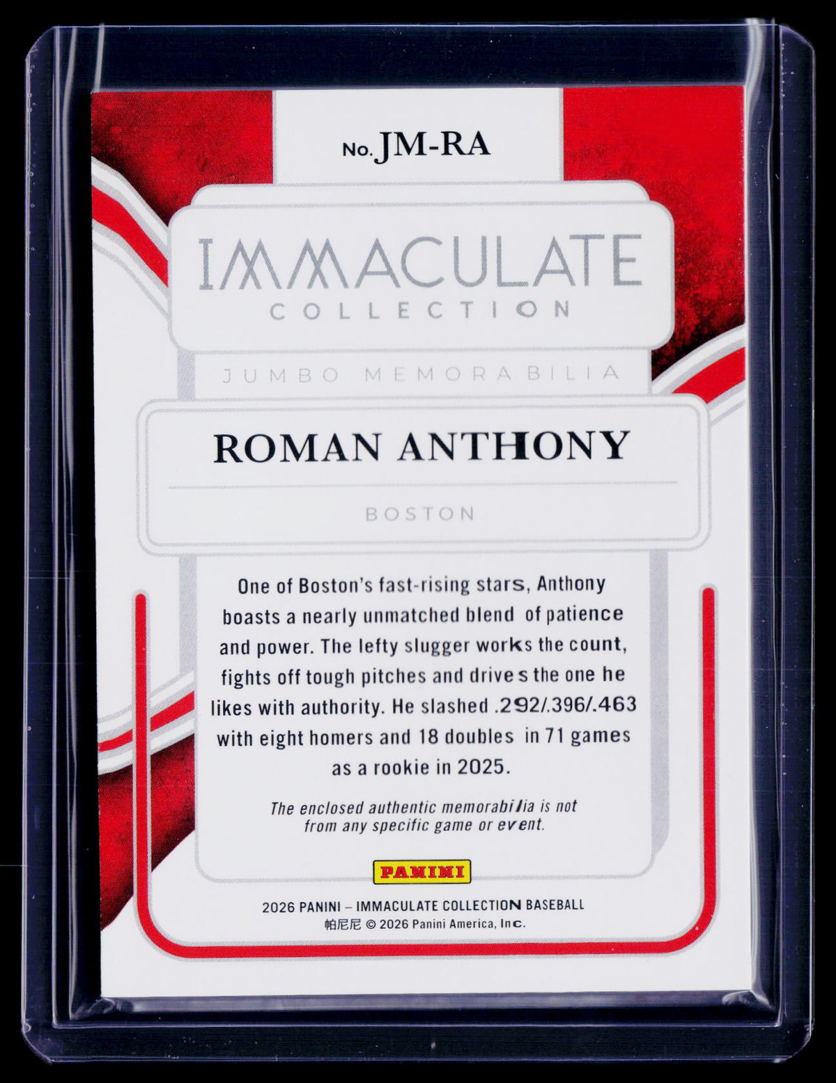 2026 Immaculate Roman Anthony Jumbo Patch 24/25
