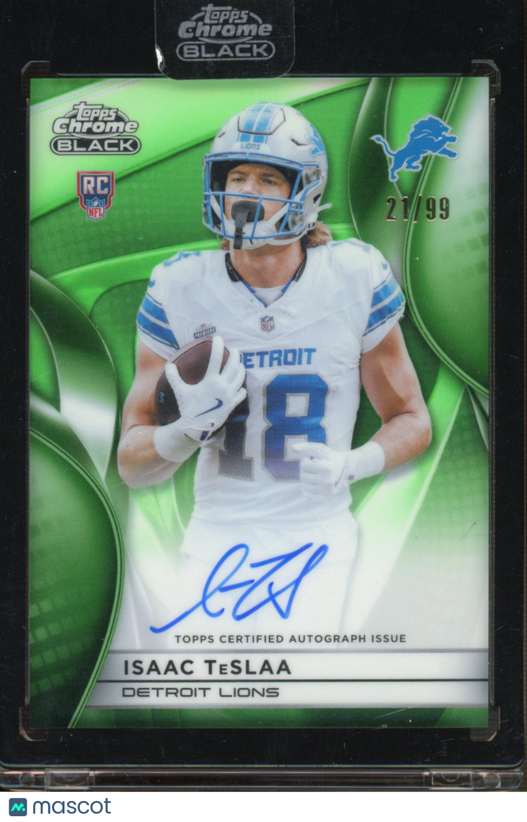 2025 Topps Chrome Black Isaac TeSlaa Rookie Green Auto 21/99 RC