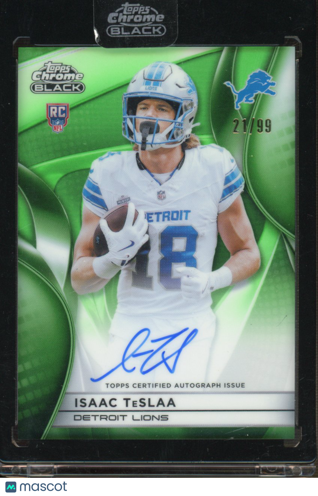 2025 Topps Chrome Black Isaac TeSlaa Rookie Green Auto 21/99 RC