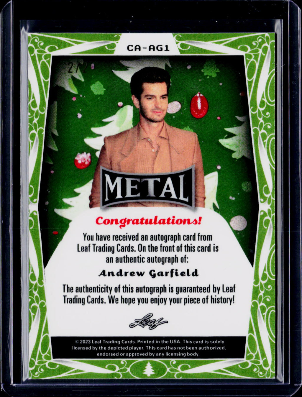 2023 Leaf Metal Andrew Garfield Christmas Auto 2/2