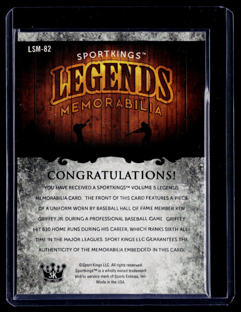 Sport Kings Volume 5 Ken Griffey Jr. Legends Game Used Patch