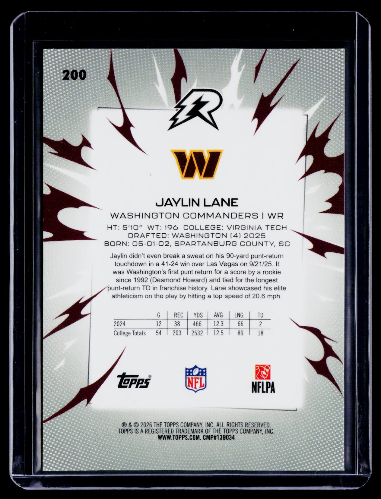 2025 Topps Resurgence Jaylin Lane Rookie Lime Green Static 2/15 RC
