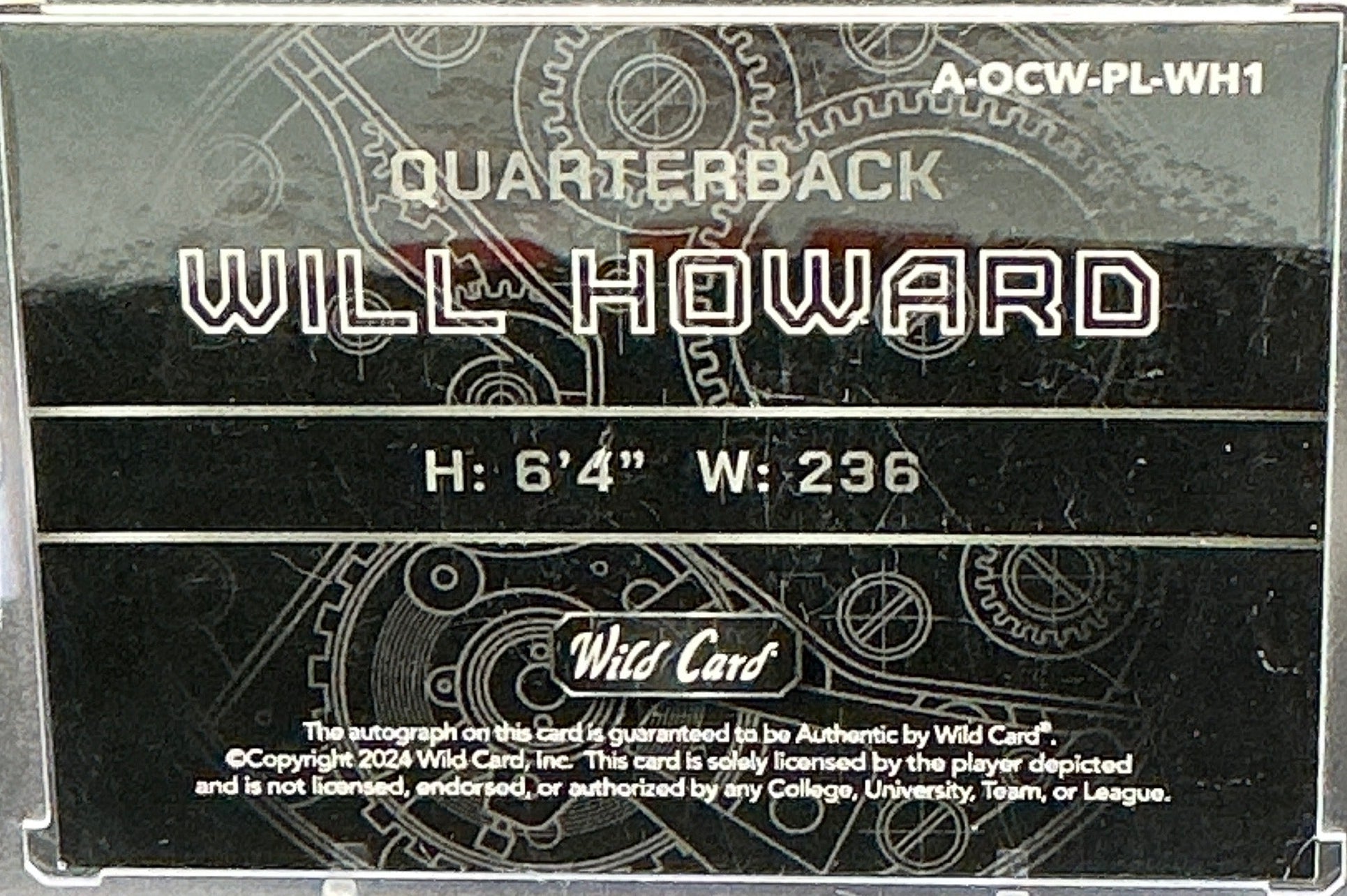 2024 Wild Card Will Howard Rookie 1/1 Auto