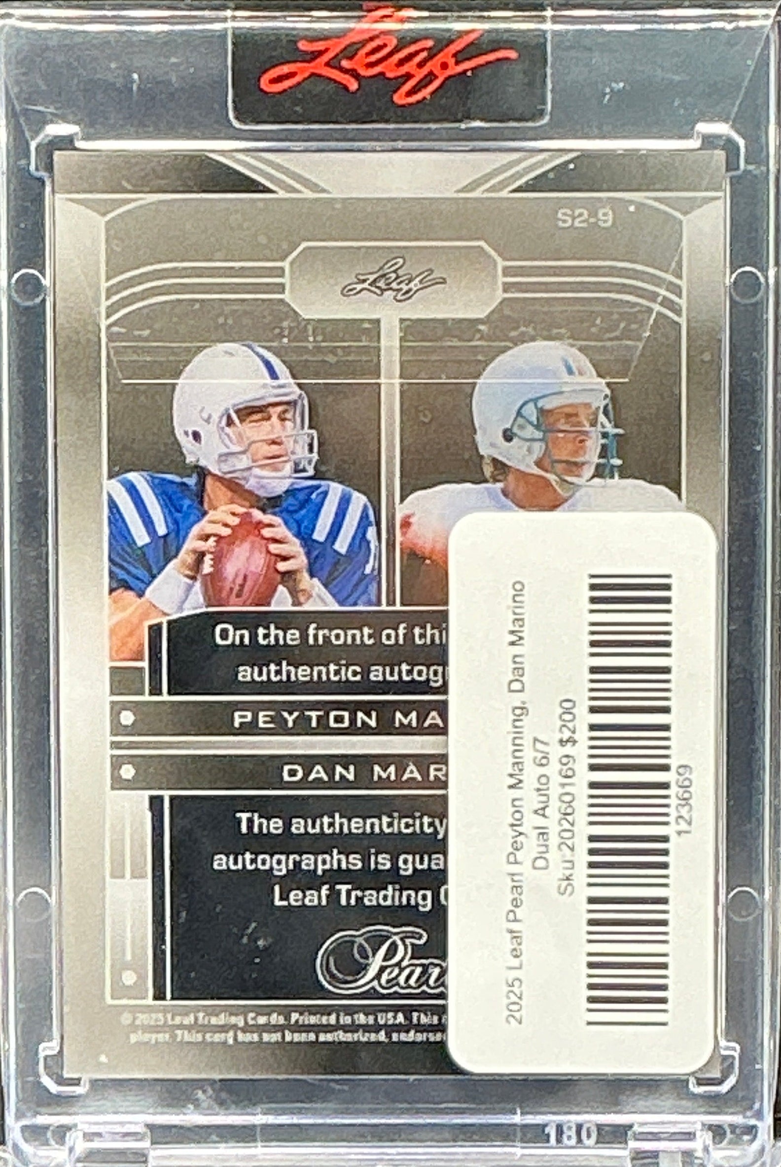 2025 Leaf Pearl Peyton Manning, Dan Marino Dual Auto 6/7