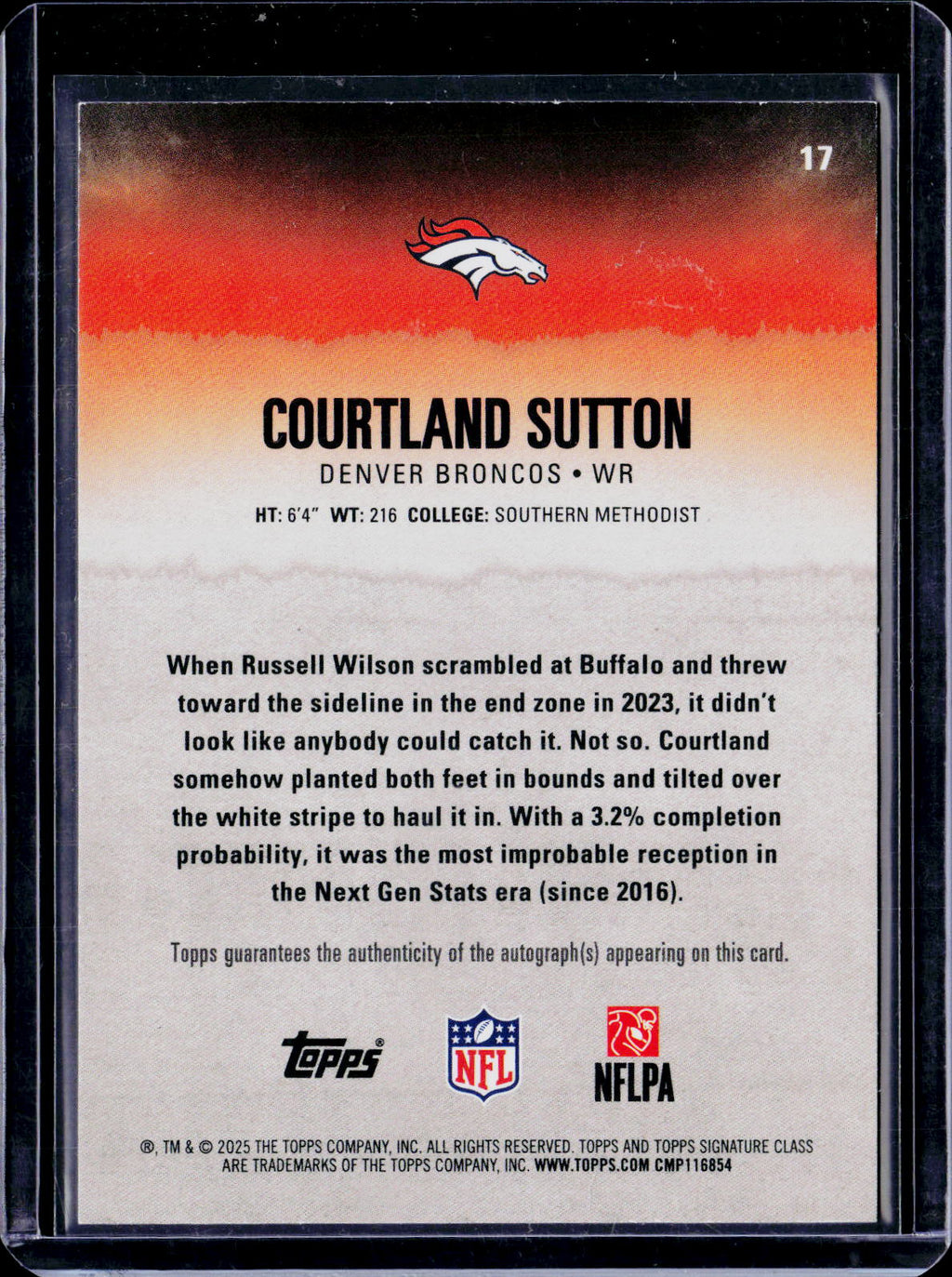 2025 Topps Signature Class Courtland Sutton Teal Auto /225