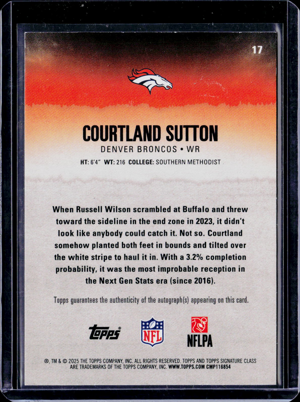 2025 Topps Signature Class Courtland Sutton Teal Auto /225