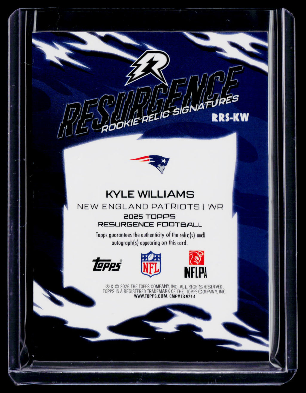 2025 Topps Resurgence Kyle Williams Blue Surge Rookie Patch Auto RPA RC