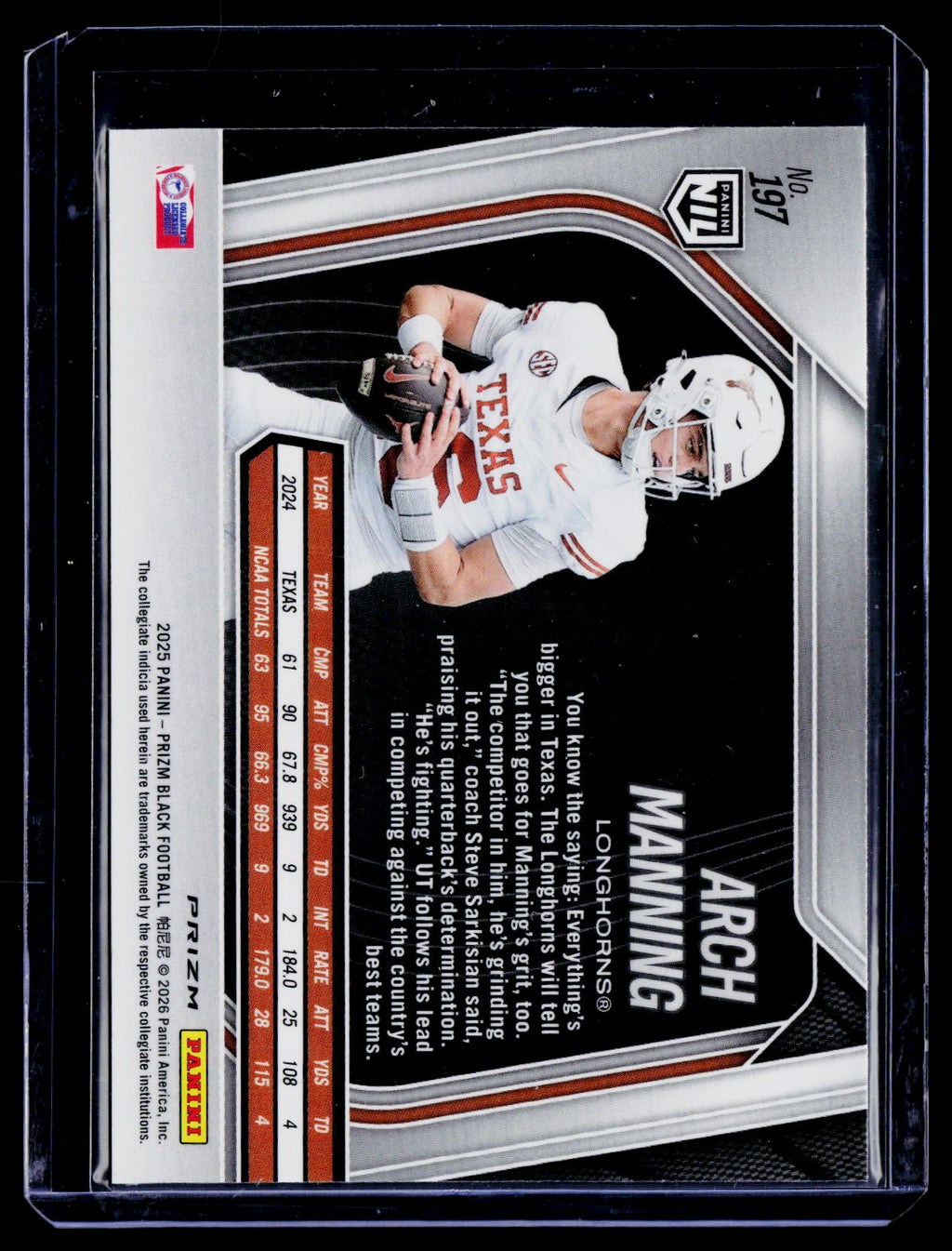 2025 Prizm Black Arch Manning Silver Prizm