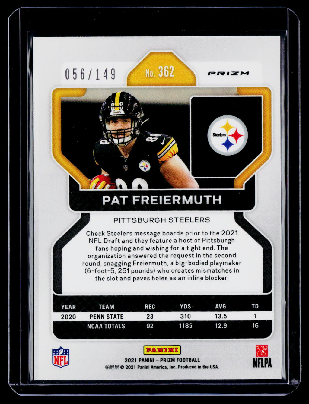 2021 Prizm Pat Freiermuth Rookie Red Wave 56/149 RC