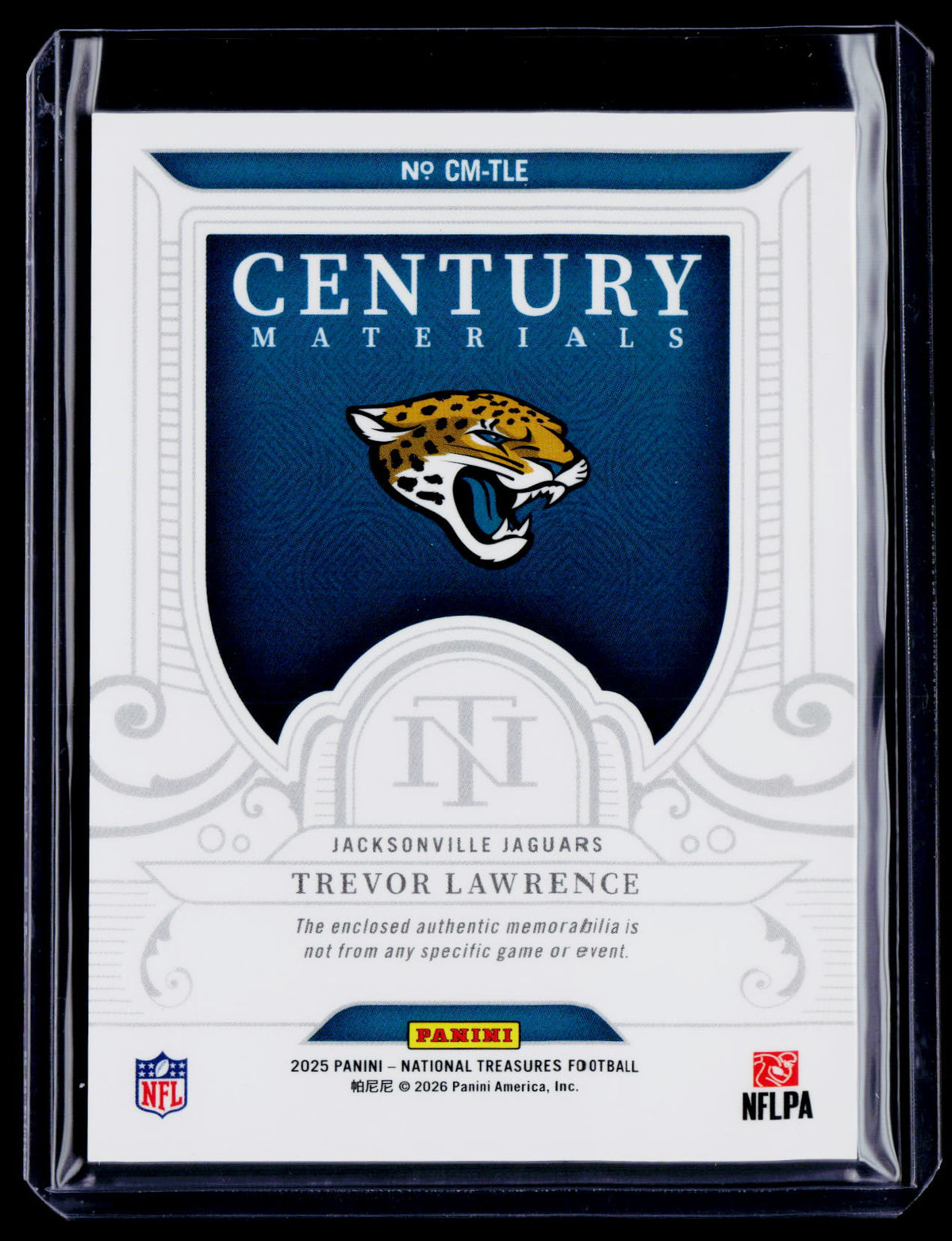 2025 National Treasures Trevor Lawrence Century Materials Patch 3/99