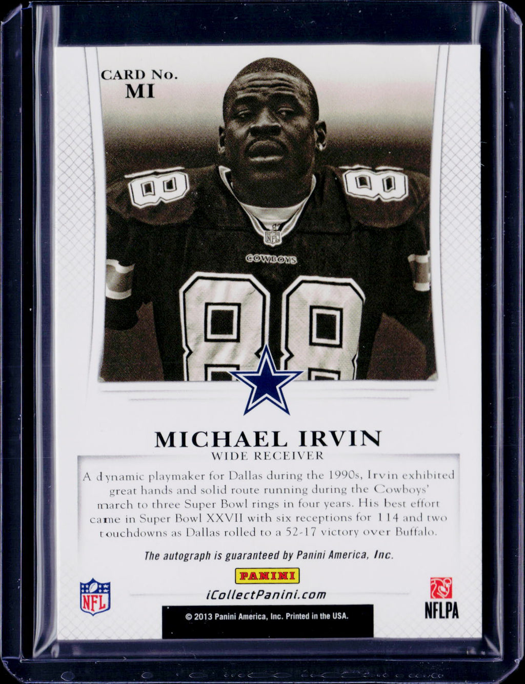 2013 Panini Michael Irvin Private Signings 09/25