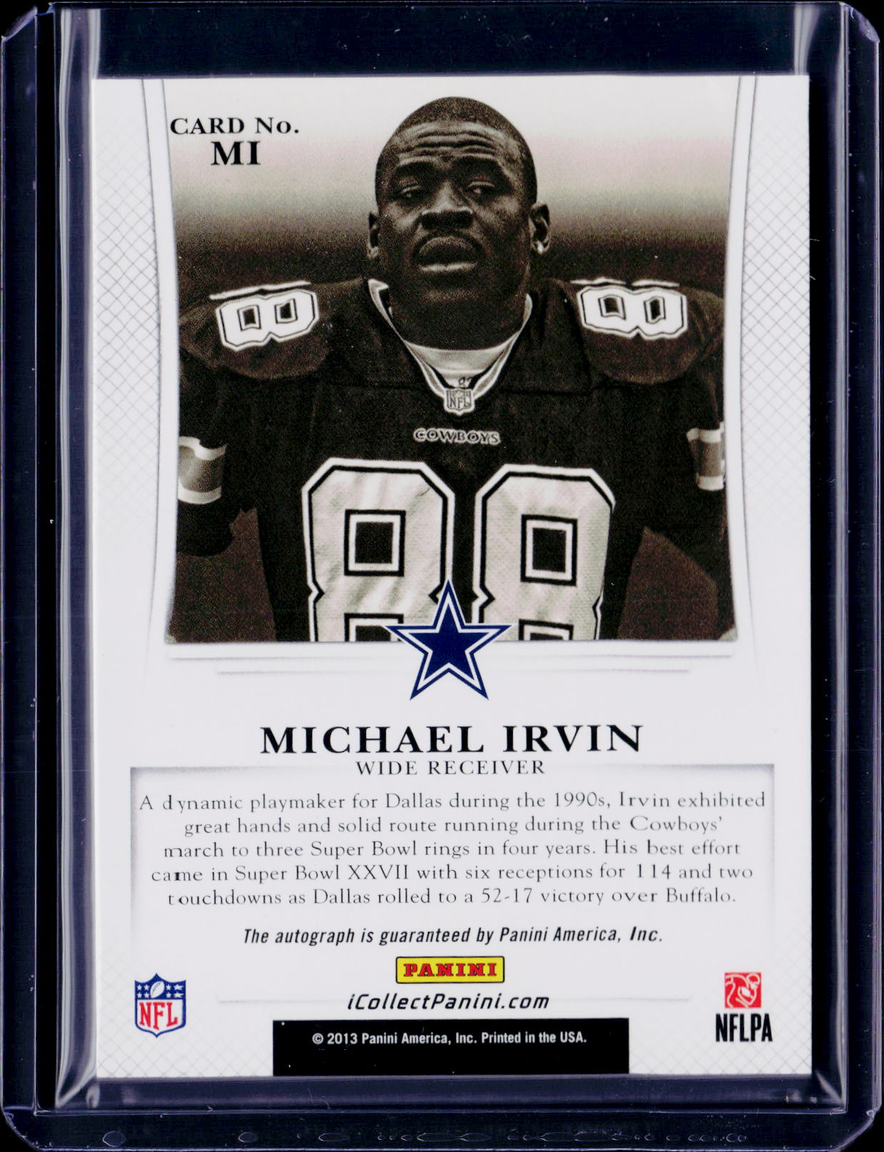 2013 Panini Michael Irvin Private Signings 09/25