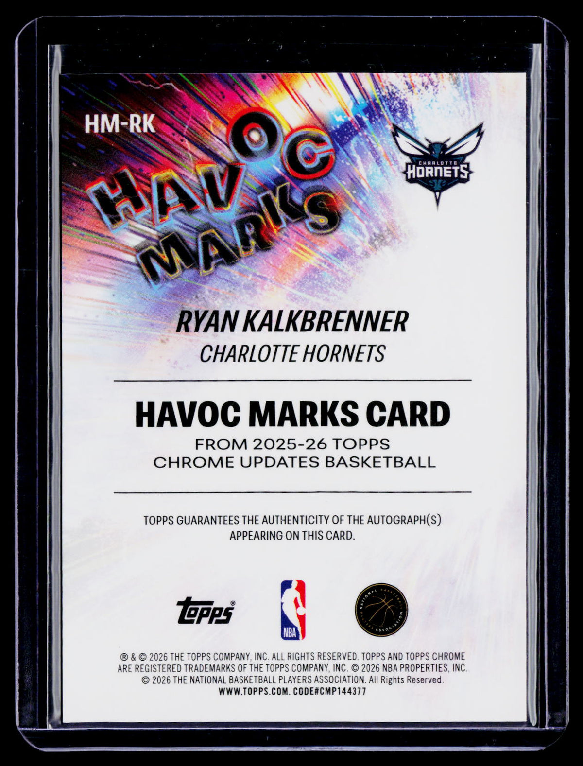 2025 Topps Chrome Update Ryan Kalkbrenner Rookie Red Geometric Havoc Marks Auto 3/5 RC