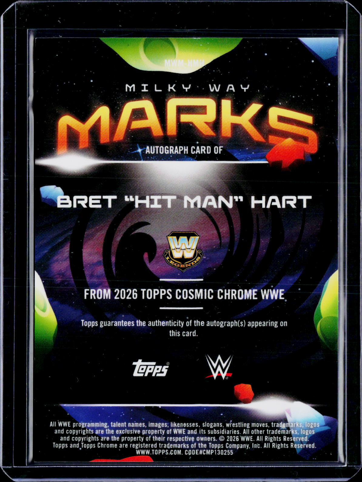 2026 Topps Chrome WWE Bret "Hit Man" Hart Milky Way Marks Auto Case Hit