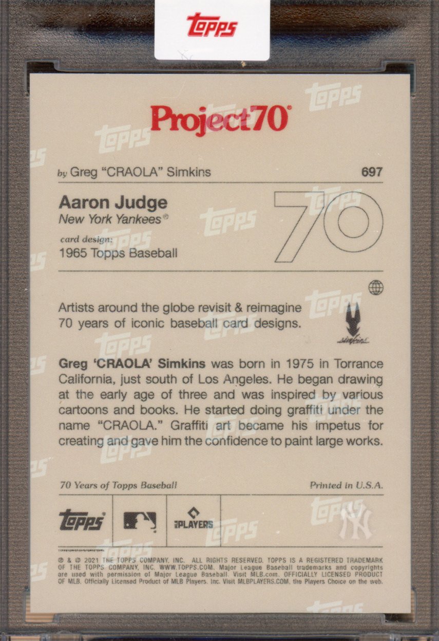 2021 Topps Project 70 Aaron Judge Greg Simkins 697