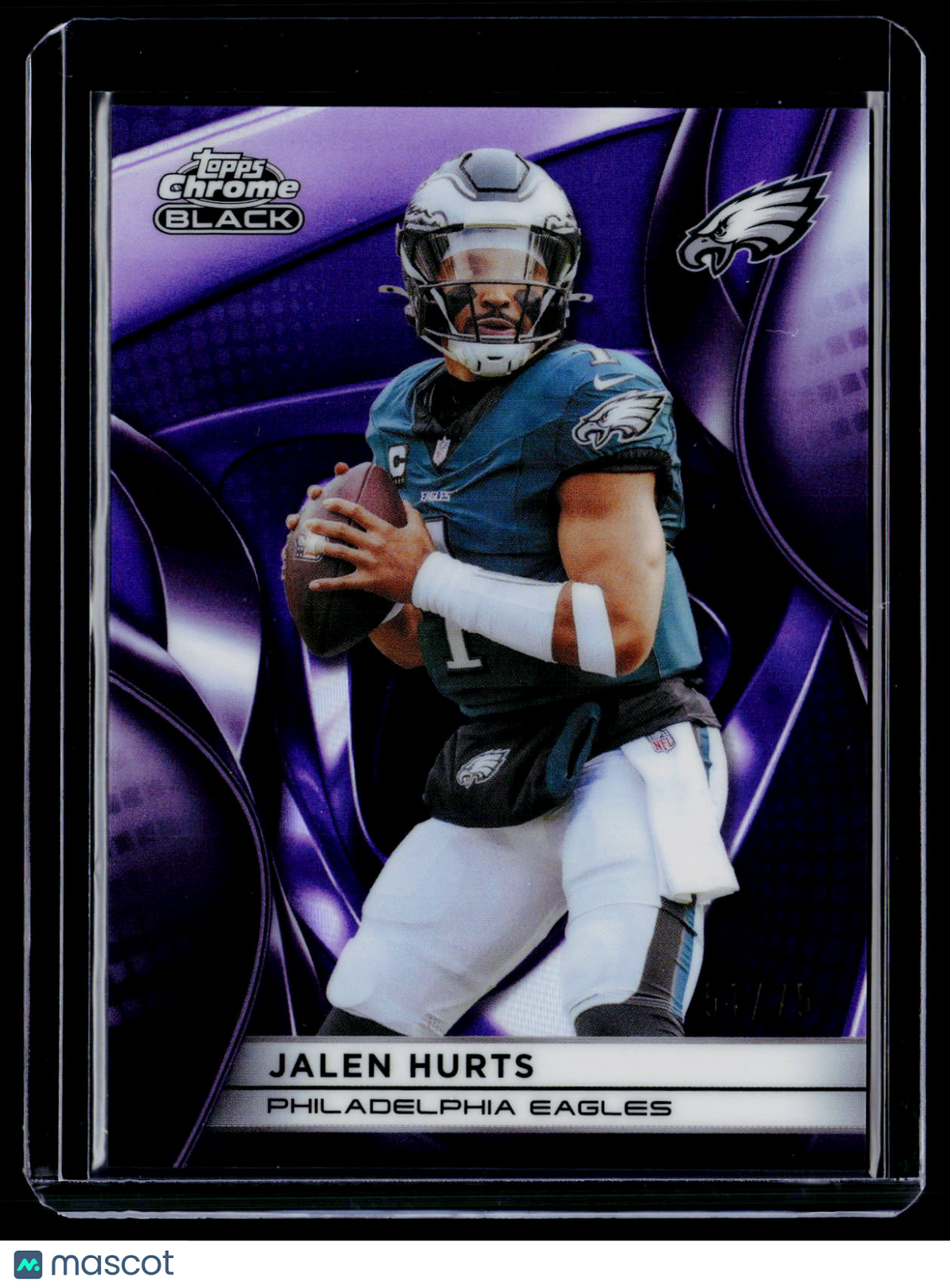 2025 Topps Chrome Black Jalen Hurts Purple Refractor 54/75