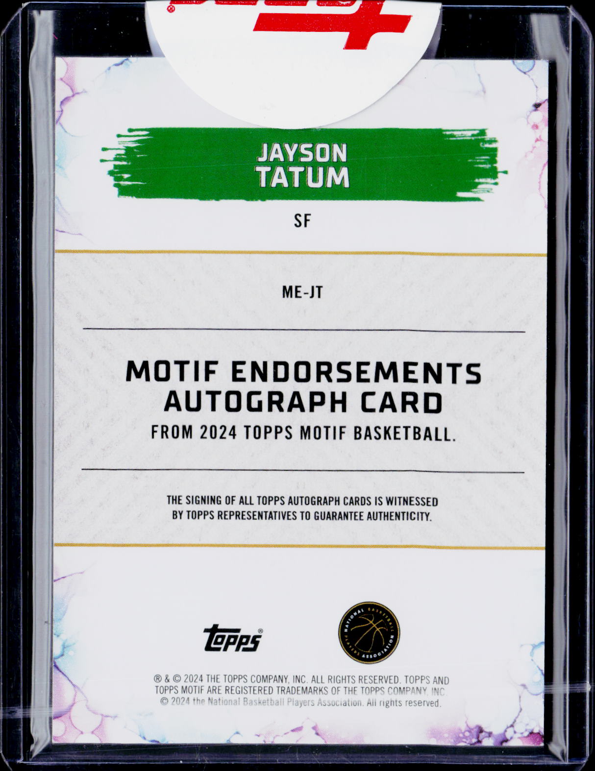 2024 Topps Motif Jayson Tatum Endorsements Orange Auto /25