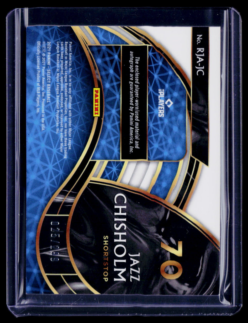 2021 Select Jazz Chisholm Rookie Patch Auto RPA 25/299 RC