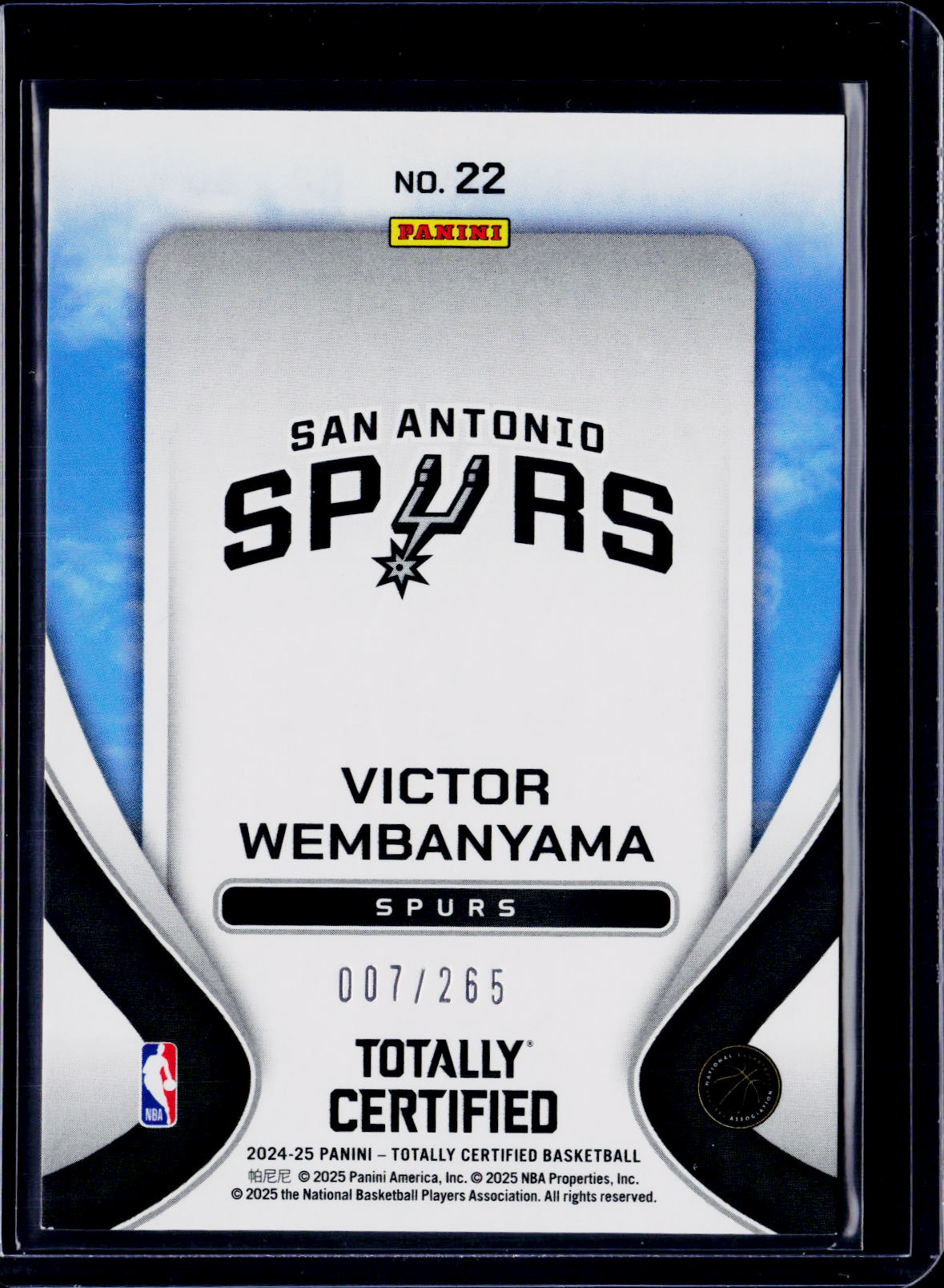 2024-25 Totally Certfied Victor Wembanyama Franchise Foundations Blue /265