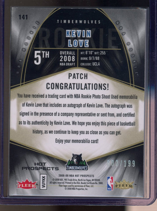 2008 Fleer Kevin Love Hot Prospects Rookie Patch Auto RC 02/199