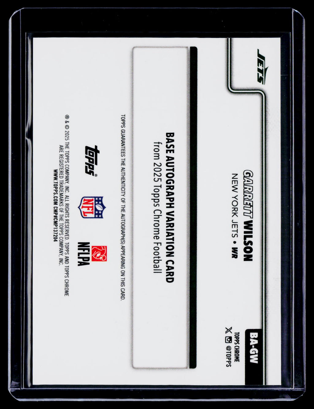 2025 Topps Chrome Garrett Wilson Purple Ray Wave Auto 41/75