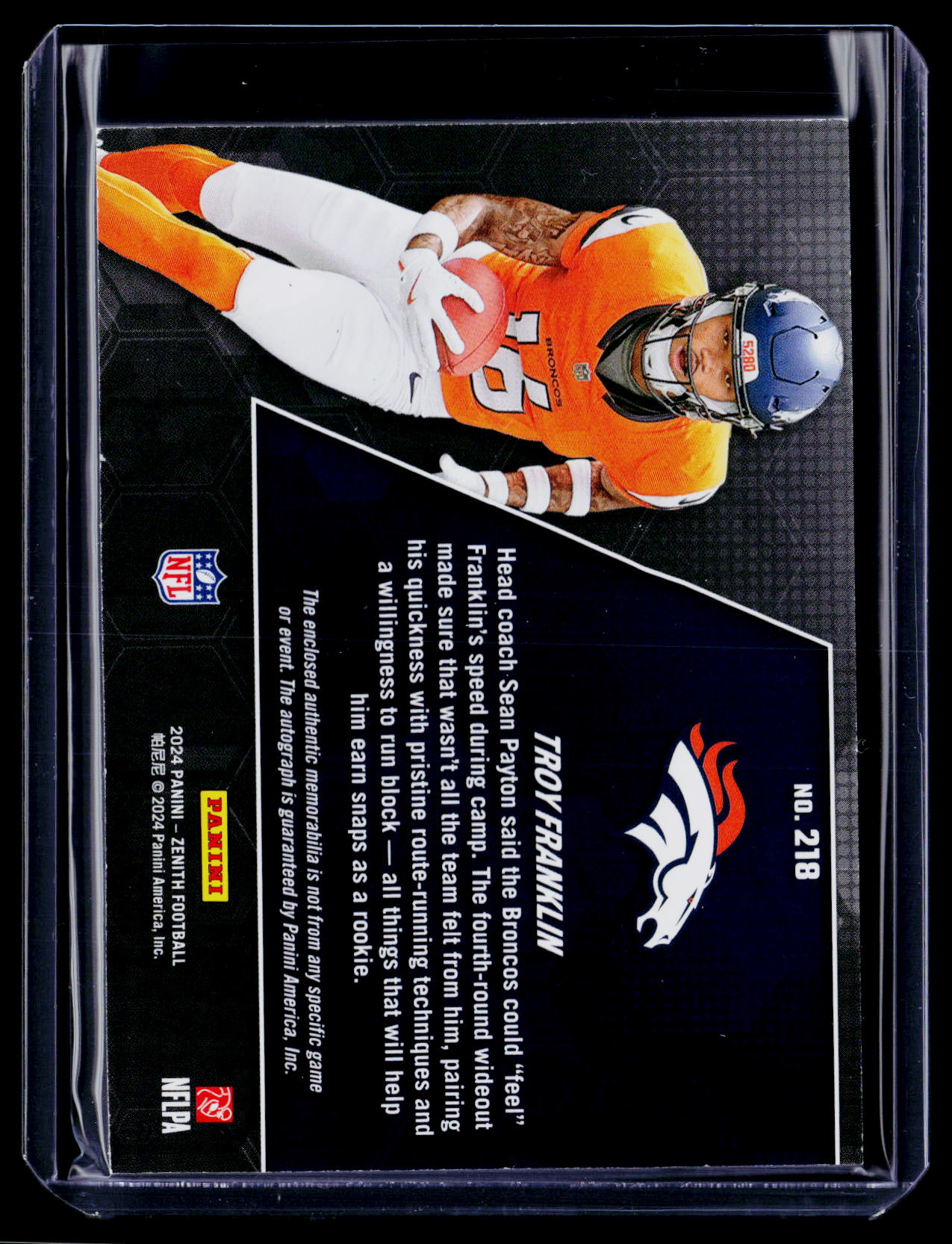 2024 Zenith Troy Franklin Rookie Patch Auto RPA 299/399 RC