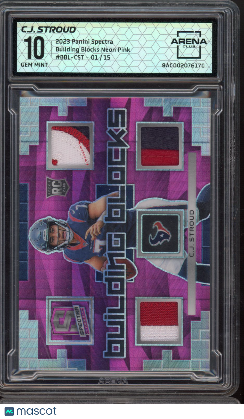 2023 Panini Spectra CJ Stroud Rookie Neon Pink Building Blocks 1/15 Arena Club 10