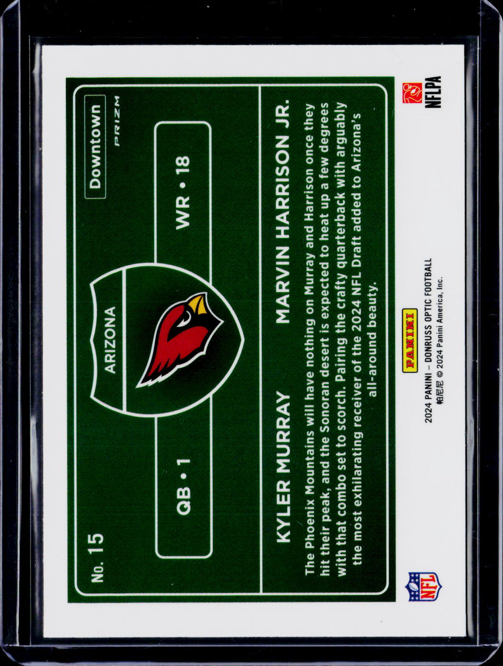 2024 Donruss Optic Kyler Murray Marvin Harrison Jr Dual Downtown
