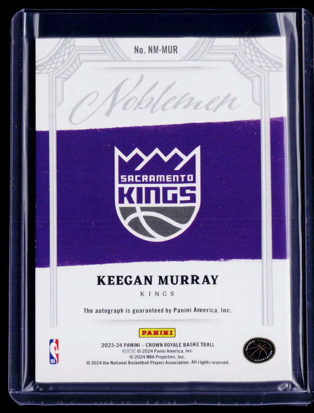 2023-24 Crown Royale Keegan Murray Auto 15/99