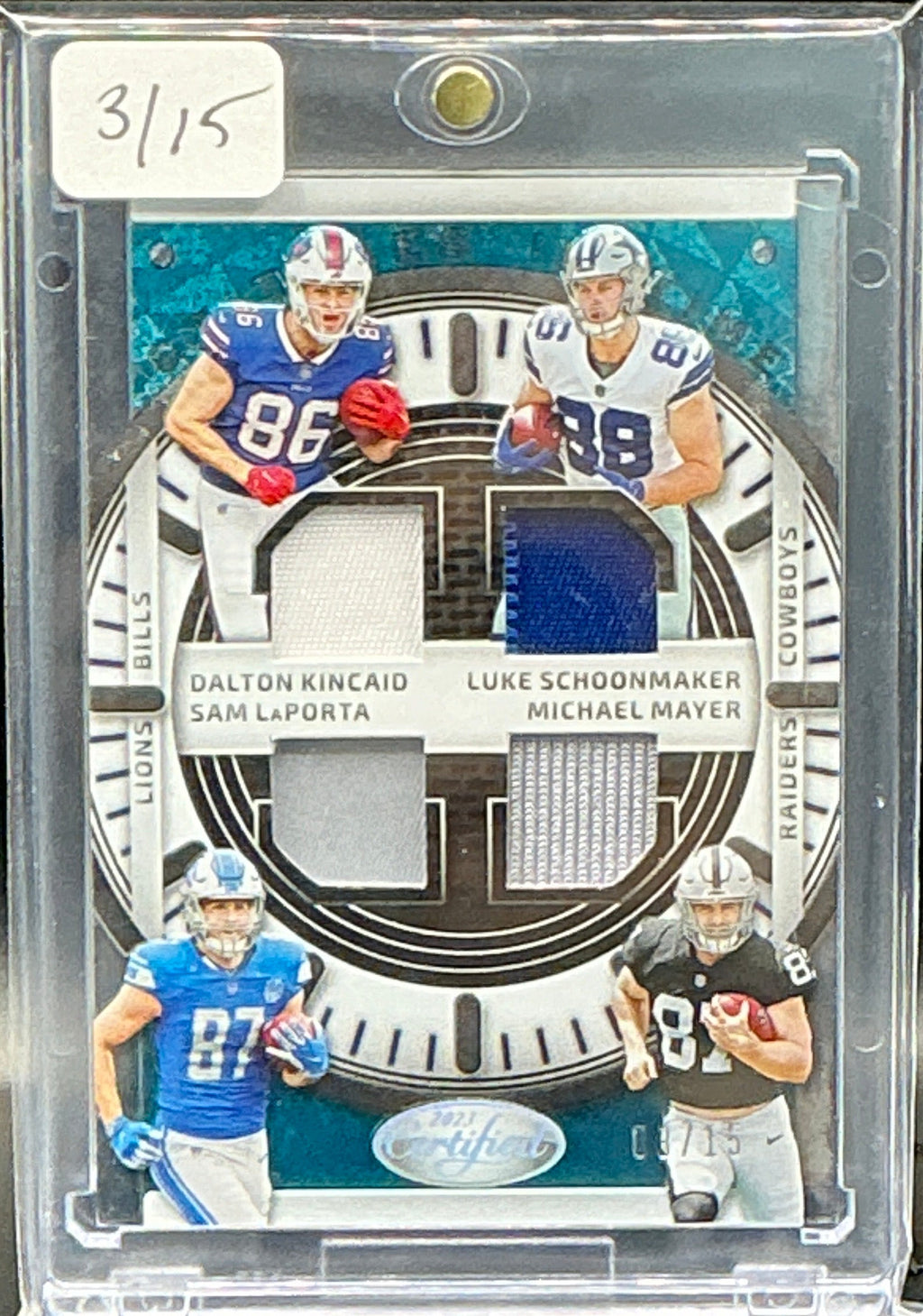 2023 Certified Dalton Kincaid, Luke Schoonmaker, Sam LaPorta, Michael Mayer Quad Patch 08/15