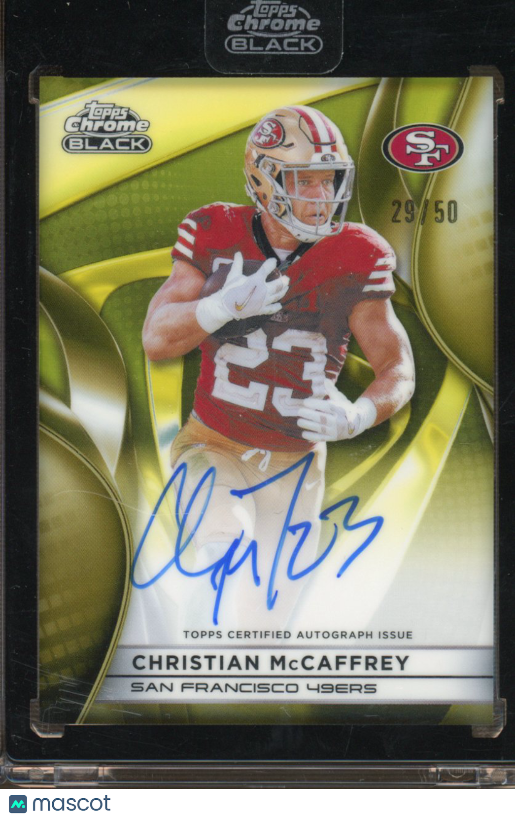 2025 Topps Chrome Black Christian McCaffrey Gold Auto 29/50