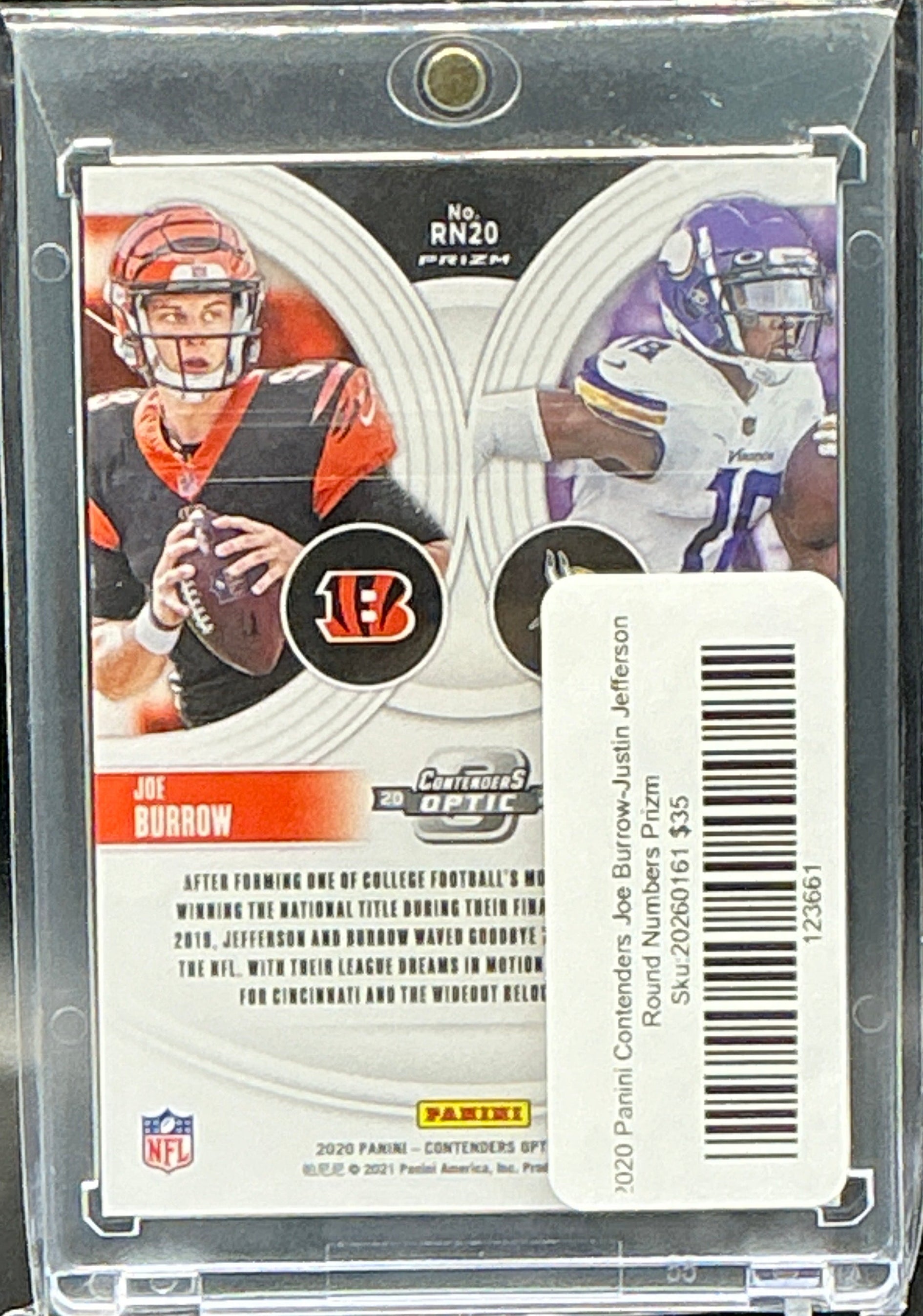 2020 Panini Contenders Joe Burrow-Justin Jefferson Round Numbers Prizm