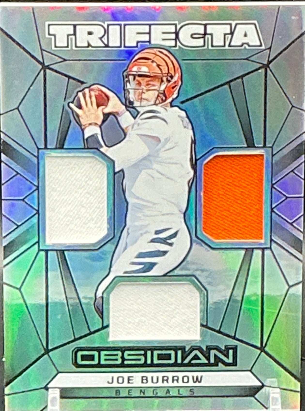 2024 Obsidian Joe Burrow Trifecta Game Worn Patch 87/99