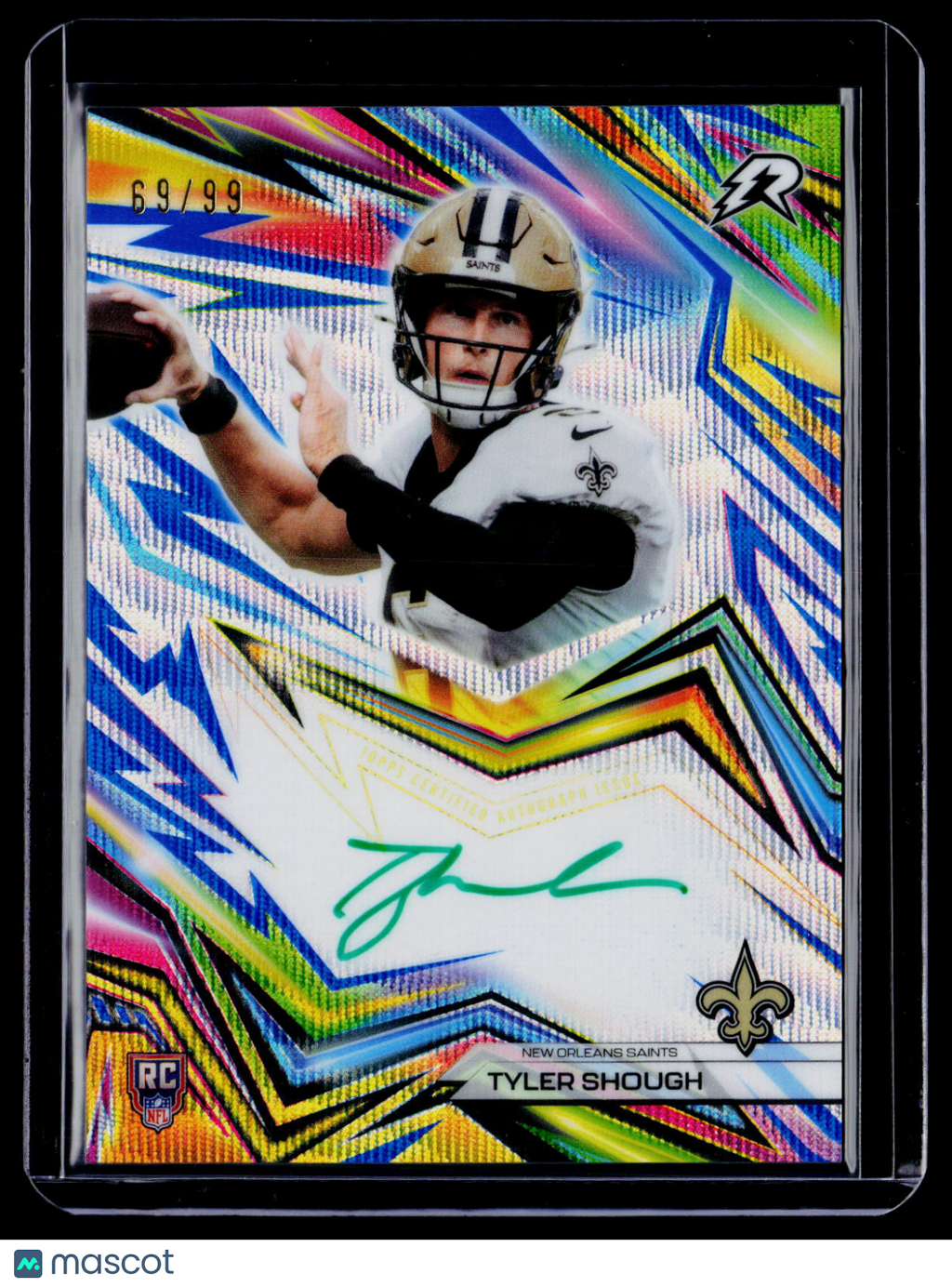 2025 Topps Resurgence Tyler Shough Neon Initiates Rookie Auto 69/99 RC