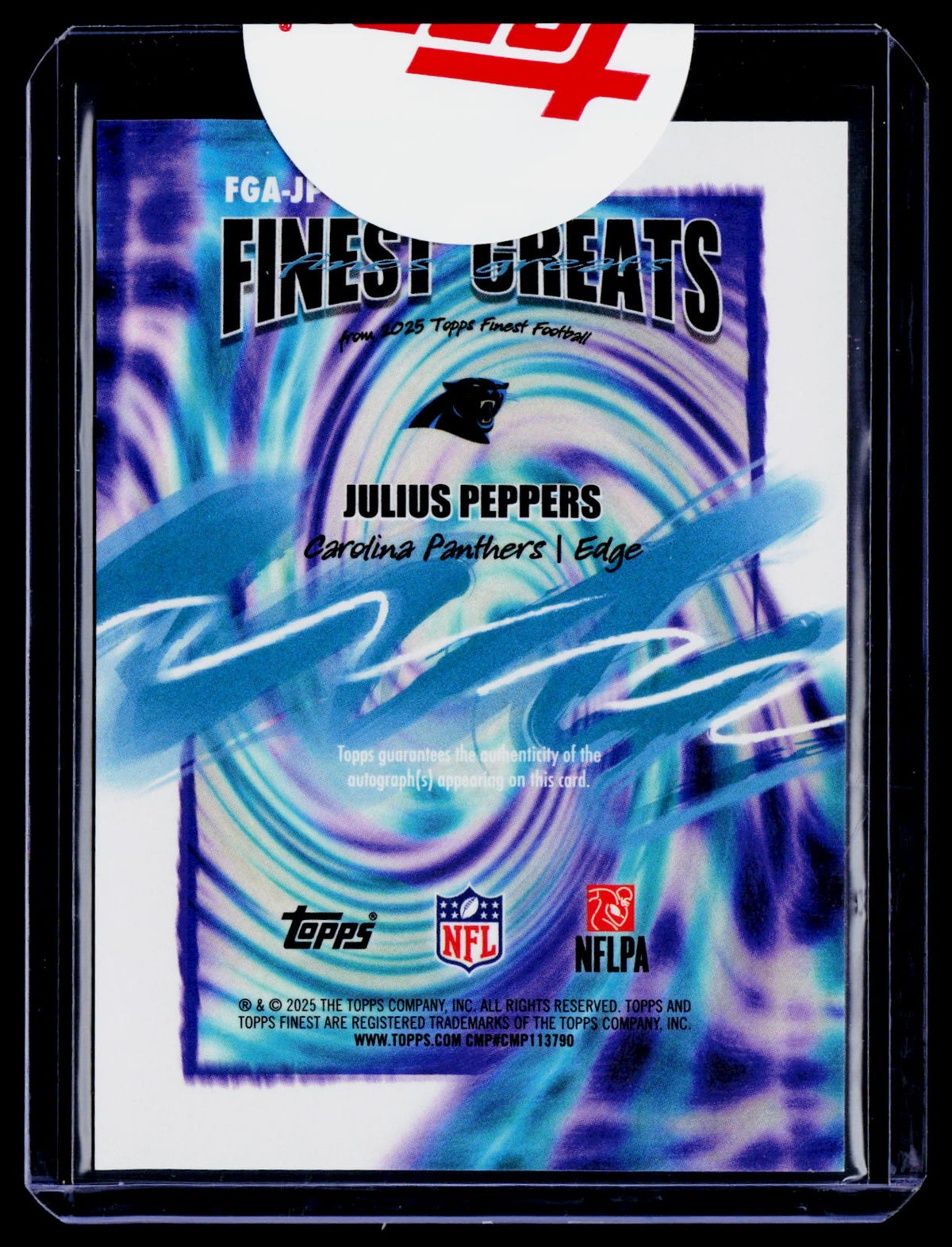 2025 Topps Finest Julius Peppers Finest Greats Black Geometric Auto 8/10