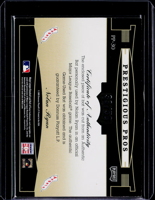 2005 Playoff Prestige Nolan Ryan Prestigious Pros Relic Patch