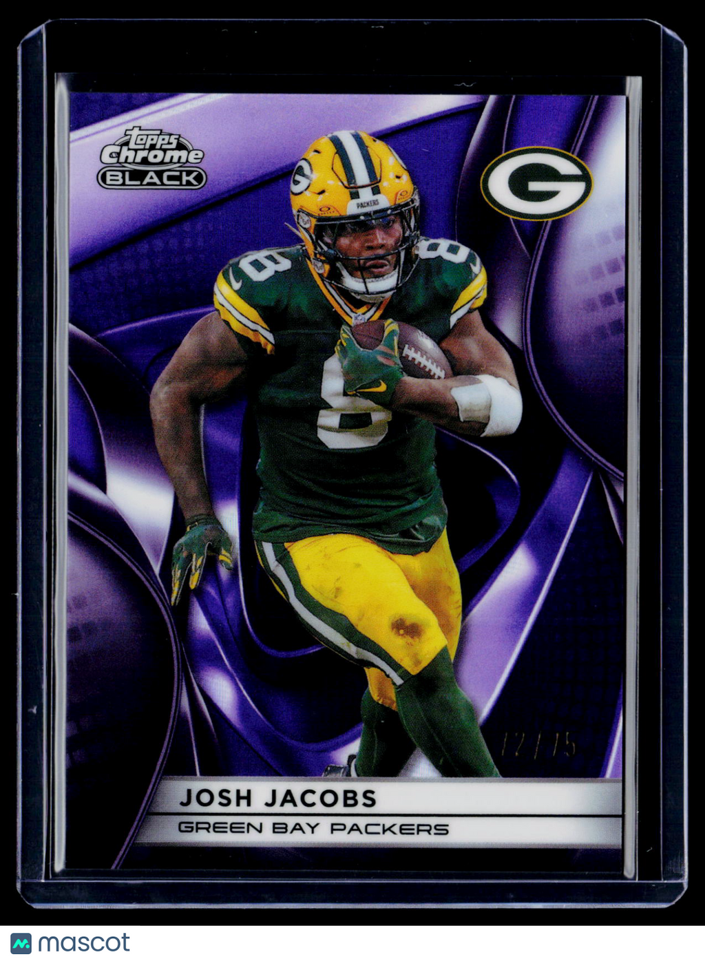 2025 Topps Chrome Black Josh Jacobs Purple Refractor 72/75