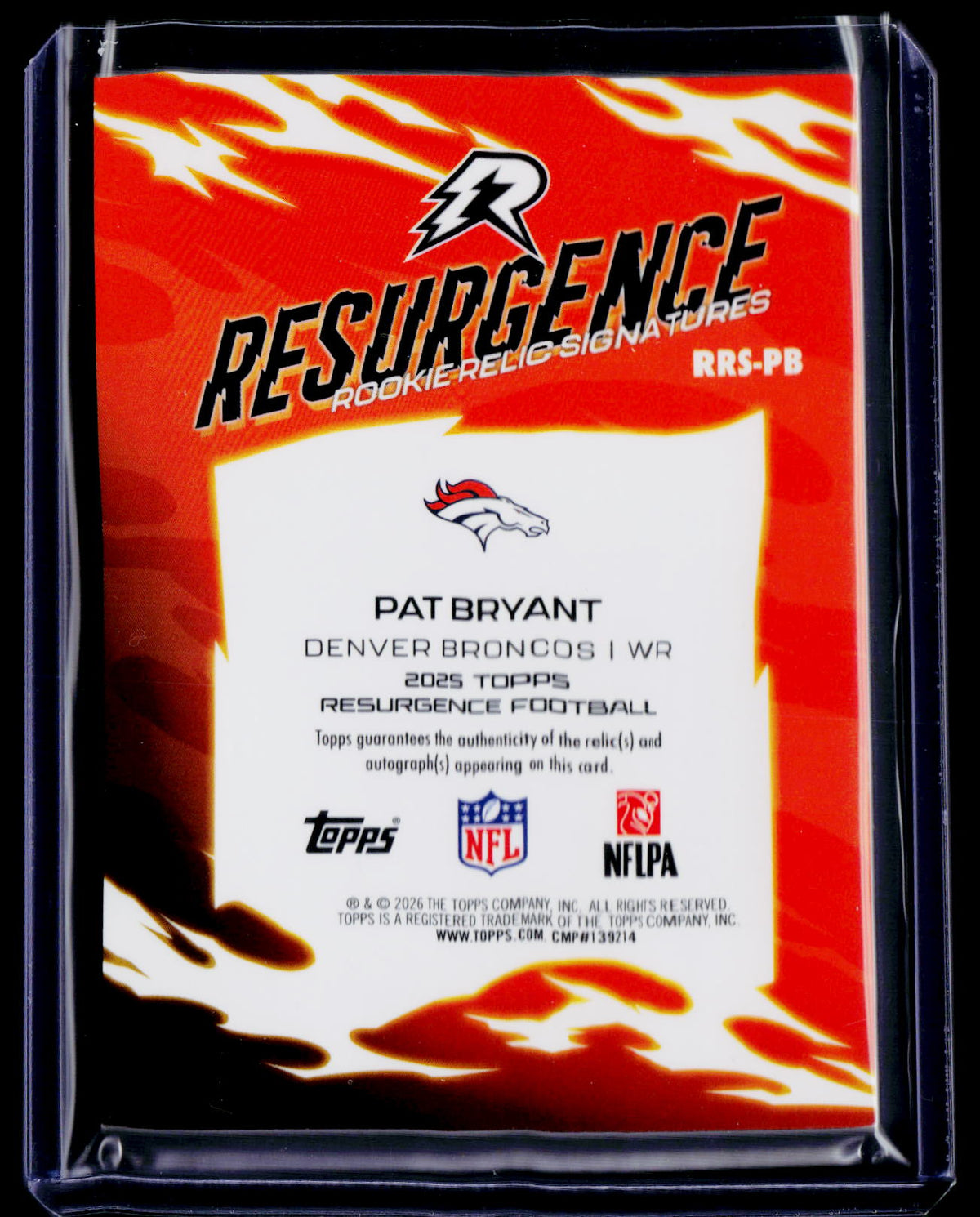 2025 Topps Resurgence Pat Bryant Black White Rookie Patch Auto RPA 9/14 RC