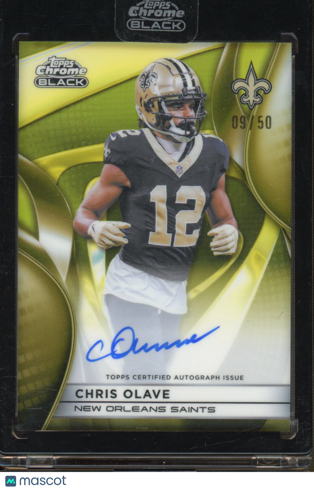 2025 Topps Chrome Black Chris Olave Gold Refractor Auto 9/50