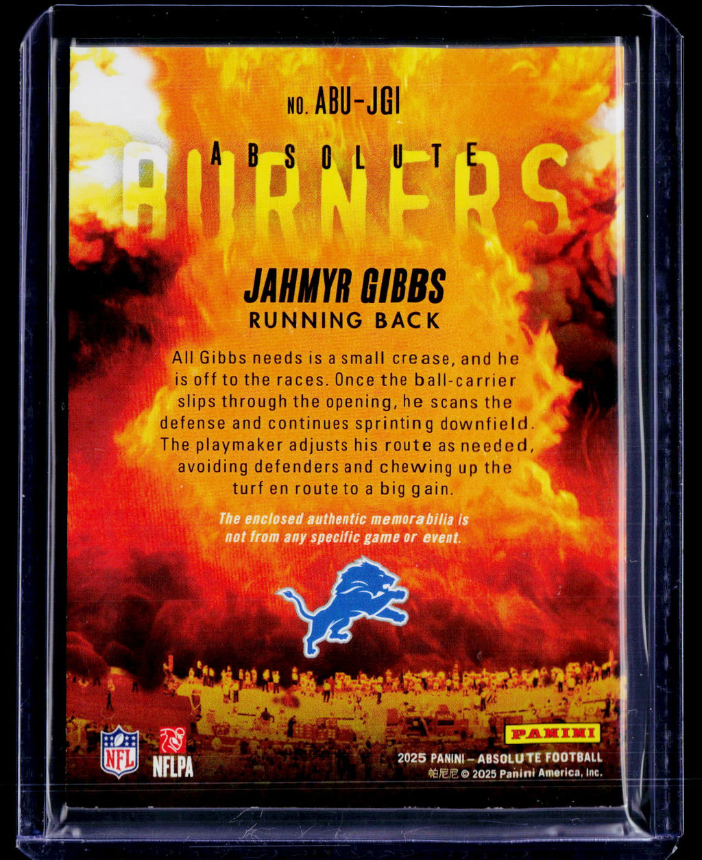 2025 Absolute Jahmyr Gibbs Absolute Burners Patch 38/99