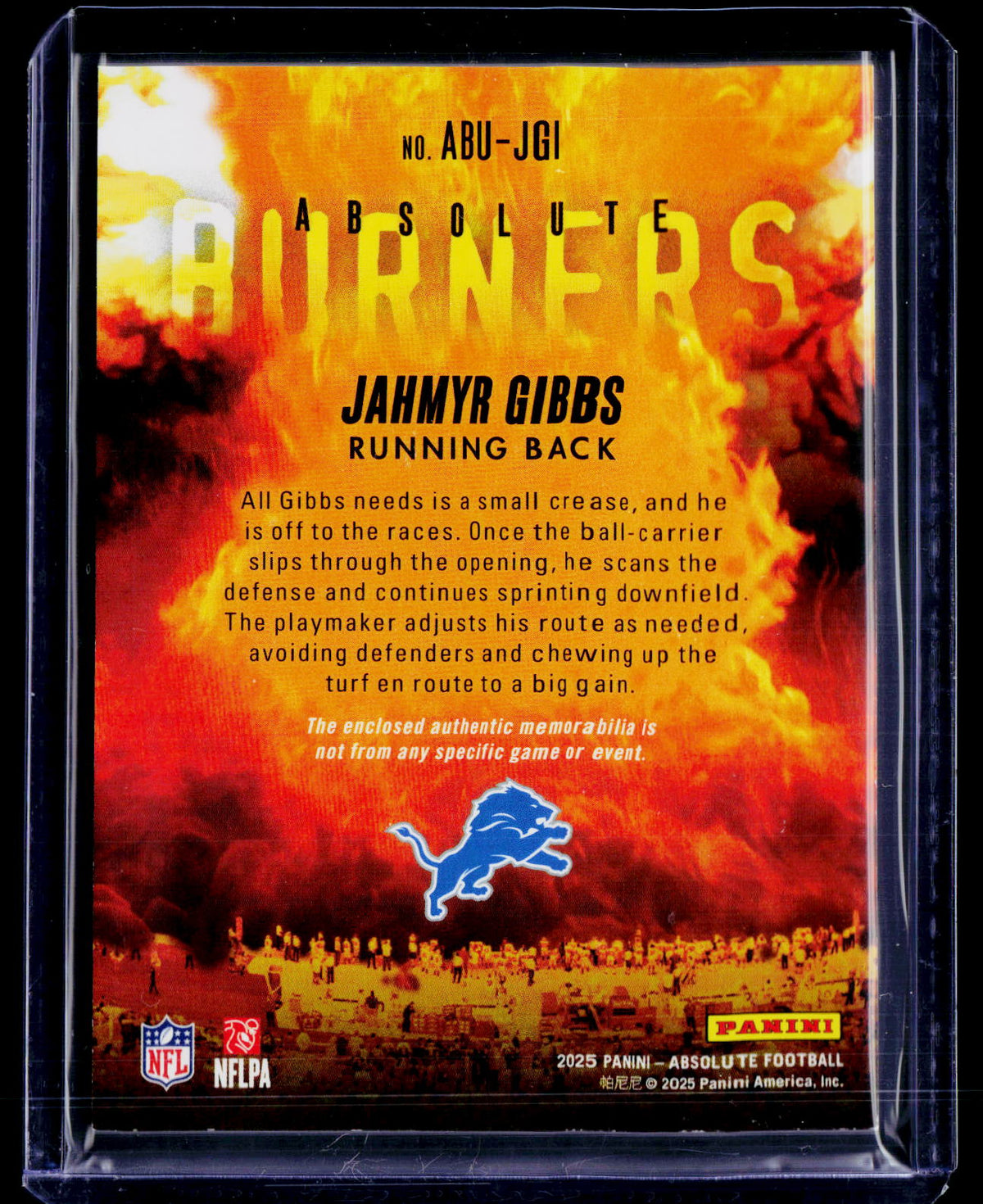 2025 Absolute Jahmyr Gibbs Absolute Burners Patch 38/99