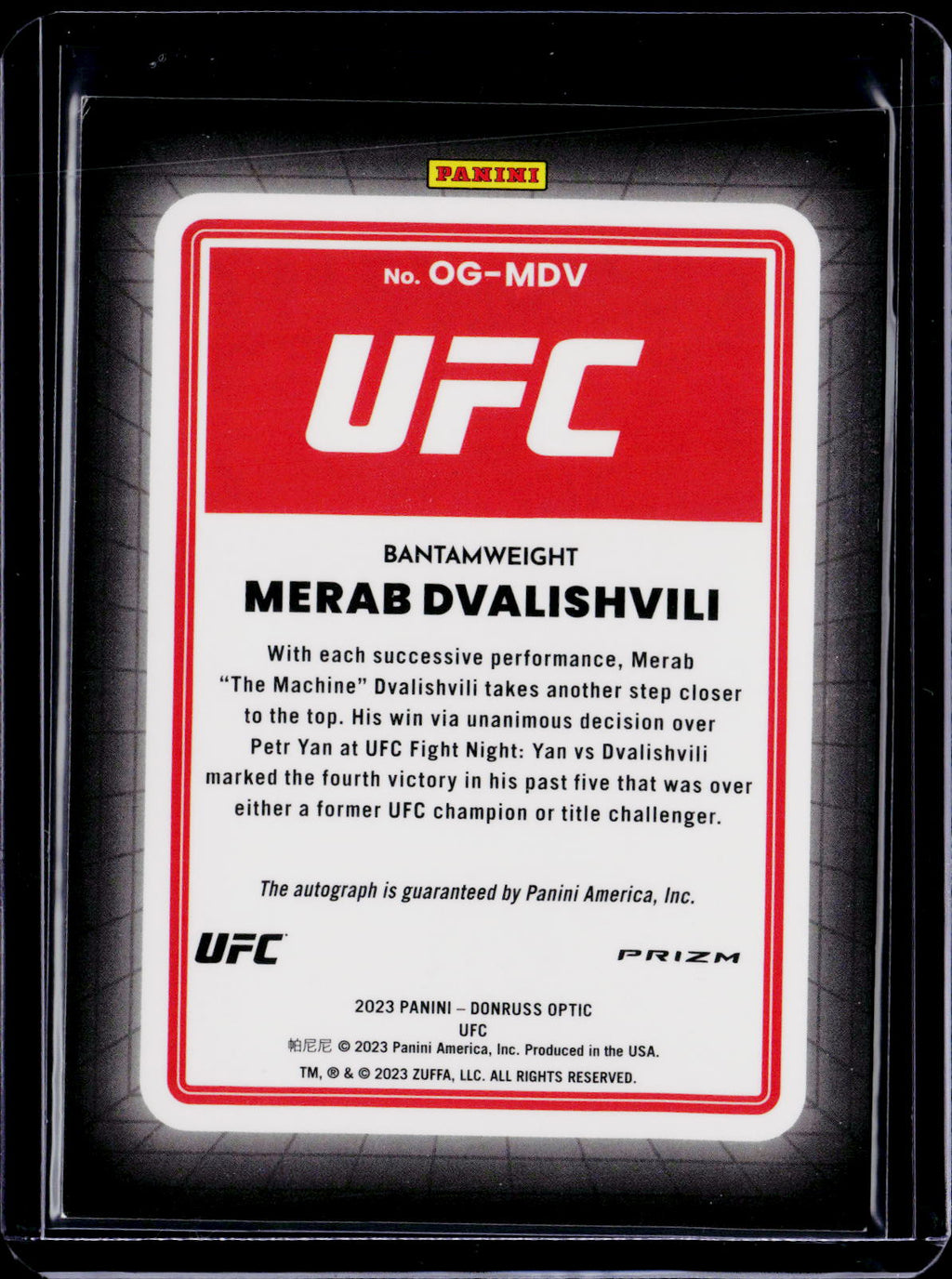 2023 Donruss Optic Merab Dvalishvili Opti-Graphs Auto